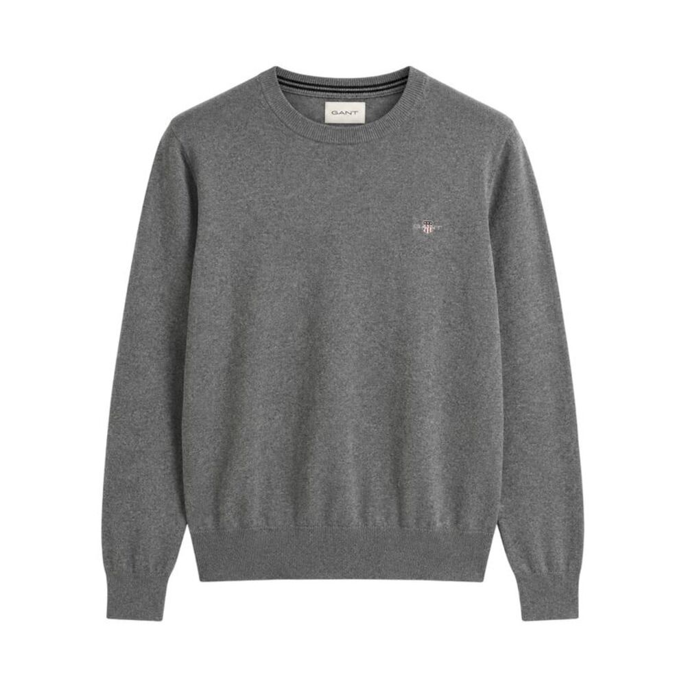 Gant Mens Cotton Crew Neck Sweater / Grey Melange